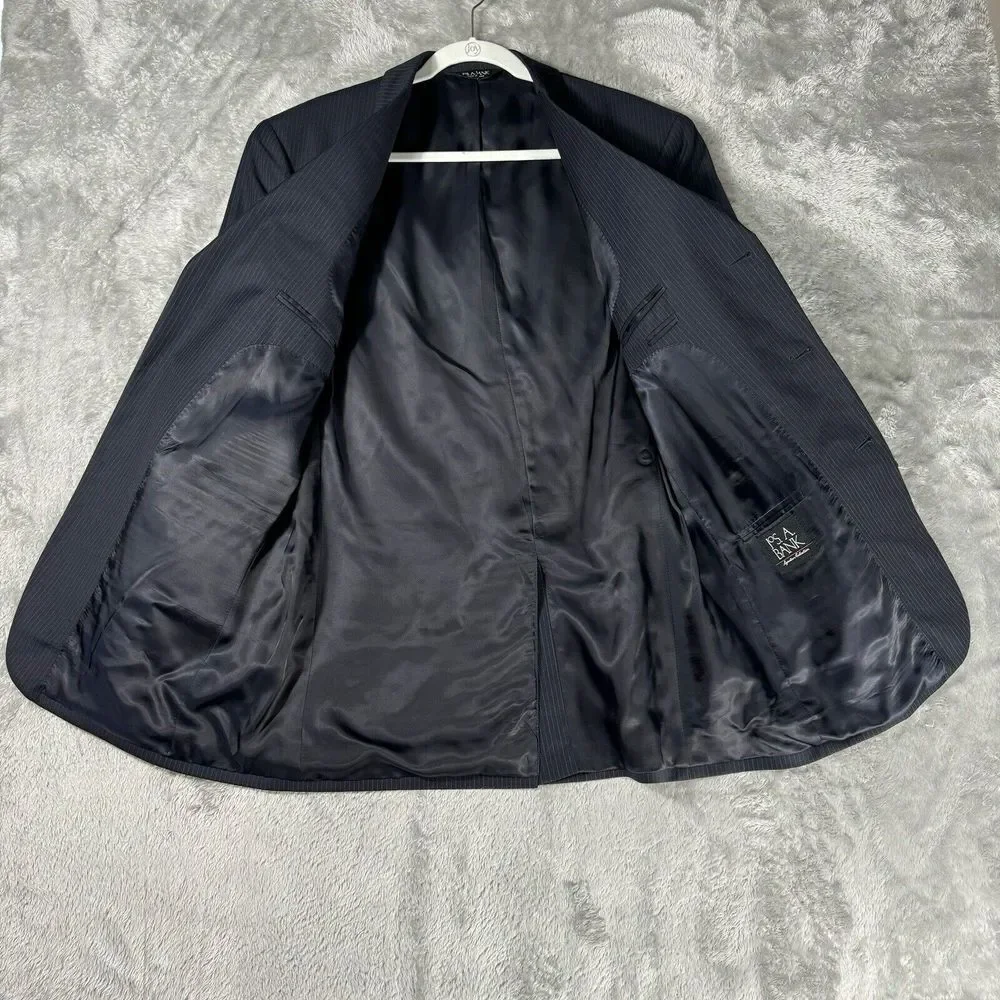 Jos. A. Bank Wool‎ Suit 42L Navy Stripe (Pants Jacket) Office Interview Wedding